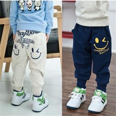 2022 Fashion Boys Harem Pants Children Casual Trousers Happy Smile Denim Kids Boots Pant Boys Clothes Autumn Winter 90-130 Hot ► Photo 1/6