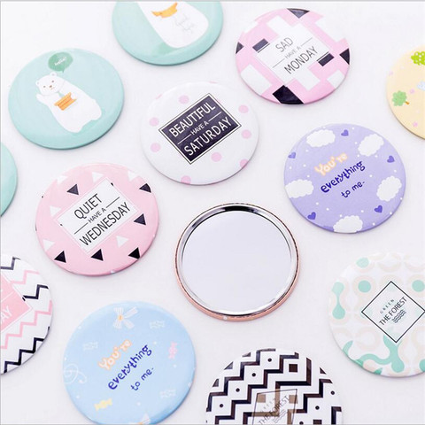 Multi Styles Round Makeup Mirror Cartoon Pattern Portable Compact Pocket Women Girl Cosmetic Small Compact Mirrors 6A1235 ► Photo 1/5