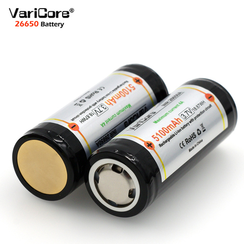VariCore 26650 3.7V Lithium Battery 26650 4A High current discharge Protective Board Battery for Highlight Flashlight ► Photo 1/4