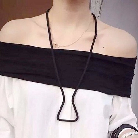 2022 minimalist geometric maze U-word long section rope cotton woven necklace for women ► Photo 1/4