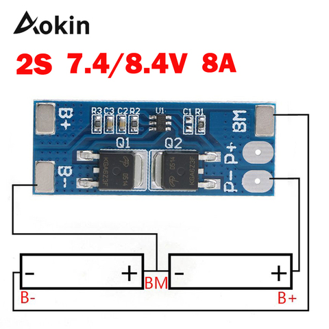 2s 8a Li-ion 7.4v 8.4v 18650 Bms Pcm 15a Peak Current Battery Protection Board Bms Pcm For Li-ion Lipo Battery Cell Pack Max 15a ► Photo 1/6