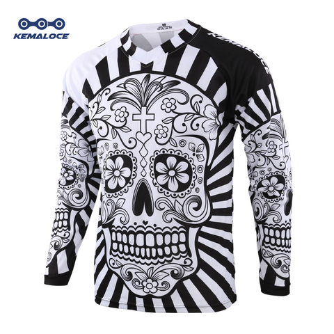 2022 Long Sleeve Men Mtb Jersey Quick Dry Sport Enduro Motocross jersey White Skull BMX Bicycle Top Mountain Bike Shirts Uniform ► Photo 1/6