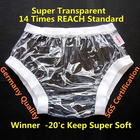 Free Shipping FUUBUU2207-transparent-L-1PCS ABDL Wide elastic pants adult diapers non disposable diaper plastic diaper pants ► Photo 1/2