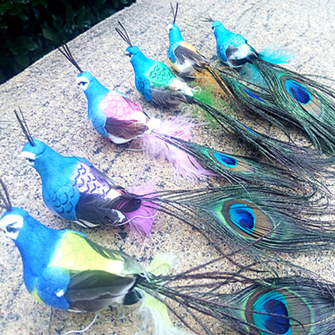 Beautiful Decor Gift Bird Ornaments Small Peacock Model Toy Garden Sculpture ► Photo 1/6