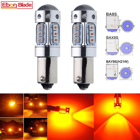 2 x BA9S T4W BAX9S H6W BAY9S H21W XBD Chips 80W Auto LED Replacement Bulb For Car Indicator Turn Signal Light Lamp Amber 12V 24V ► Photo 1/6