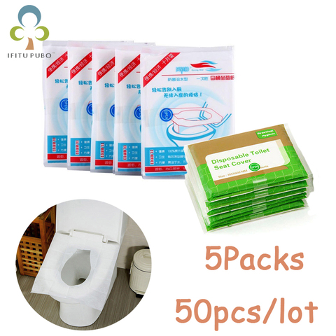 5packs 50pcs/lot Disposable Toilet Seat Cover 100% Waterproof Safety Travel/Camping Bathroom Accessiories Mat Portable RQX ► Photo 1/4