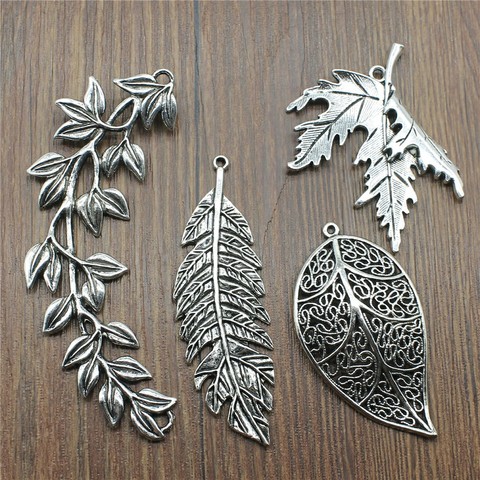 4pcs/lot Charms Leaves Antique Silver Color Leaves Branch Charms Pendant Jewelry Leaves Charms For Jewelry Making ► Photo 1/2
