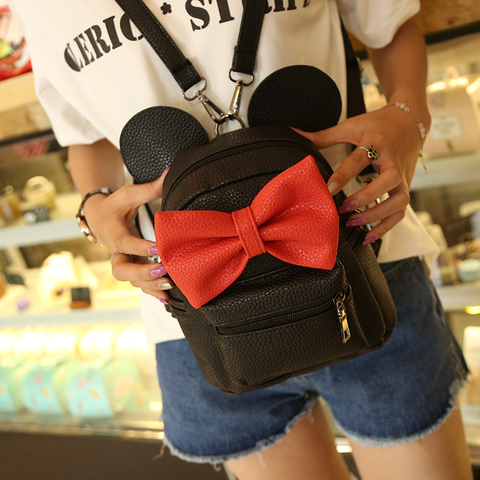 Brand Disney Women's Leather Backpack Bags For Female Luxury Mickey Mouse  Cartoon Shoulder Bag Ladies Cute Small Packages 2021 - AliExpress
