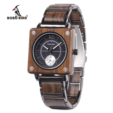 BOBO BIRD Men Watch relogio masculino Classic Wood Metal Wristwatch Creative Fashion Design Quartz Watches Handsome Gift C-R14 ► Photo 1/6