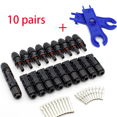 10 pairs x  solar connector + 1 pair Spanner male female use for 2.5mm2/4mm2/6mm2 solar Cable Solar Panel branch series Connect ► Photo 1/6