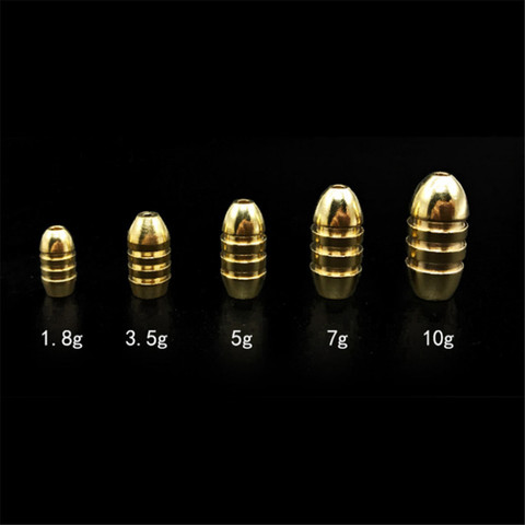 5Pcs/lot Bullet Shape Stainless Brass Sinker 1.8g/3.5g/5g/7g/10g Weight For Fishing Hook Texas Rig Fishing  Accessories Tools ► Photo 1/6