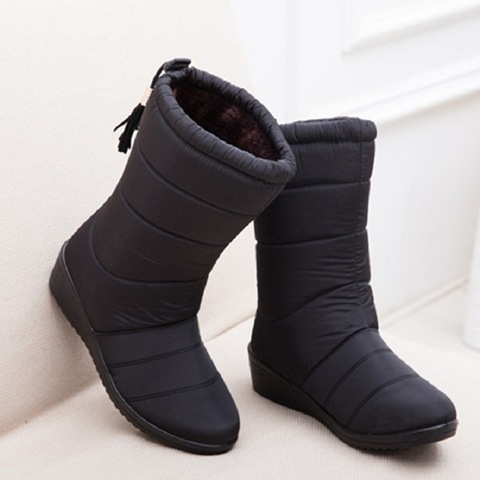 New Women Boots Female Down Winter Boots Waterproof Warm Ankle Snow Boots Ladies Shoes Woman Warm Fur Botas Mujer Casual Booties ► Photo 1/6