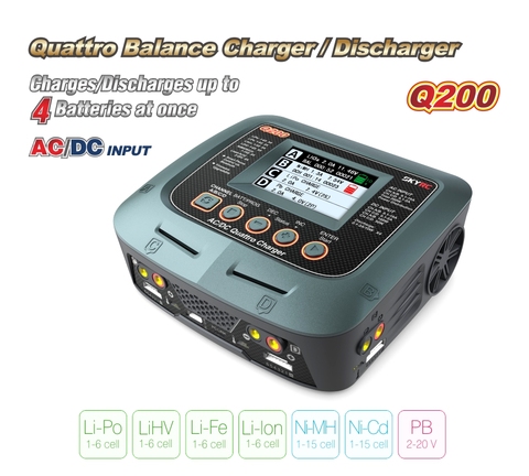 SKYRC Q200 intelligent Charger/Discharger AC/DC Drone Balance Charger for Lipo/LiHV/Lithium-iron/Ion/NiMH/NiCD/Lead-acid battery ► Photo 1/3