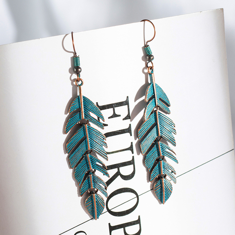 2022 New Trendy Fashion Antique Ethnic Long Leaf Dangle Drop Earrings Hanging for Women Wedding Jewelry Accessories ► Photo 1/6