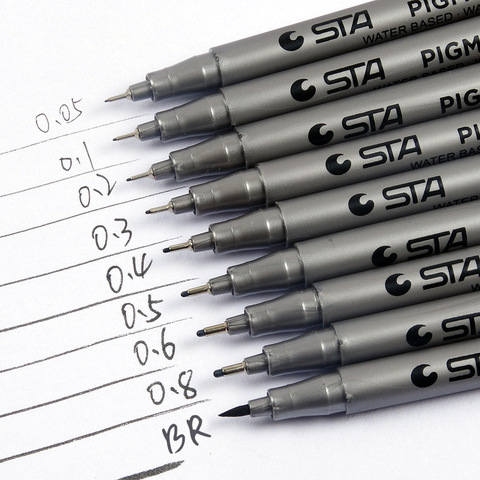 9 pcs/lot STA Water Based Brush Markers Different Size Pigment Liner Triangular Fineliner Pens for Art Supplies Stationery ► Photo 1/5