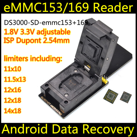ALLSOCKET eMMC153/169-SD Adapter FBGA153 BGA169 for Samsung Toshiba Kingston Skhynix Sandisk NAND Flash Memory eMMC Programming ► Photo 1/6