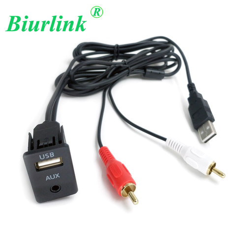 Biurlink Car 3.5mm 2RCA Audio Jack to AUX USB Male Dash Flush Mount Adapter for Mitsubishi outlander 3 ► Photo 1/6