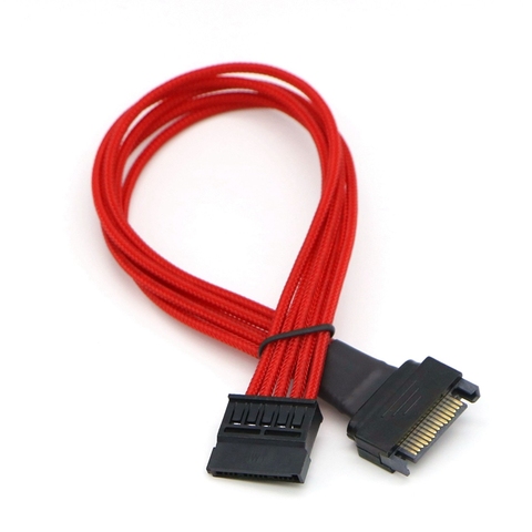 Muticolor Color Single Sleeved Sata 15Pin Male to Female Power Extension Cable. ► Photo 1/6