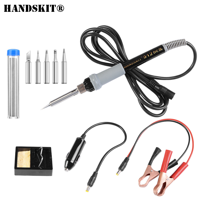 DC12V 35W Portable Car Electric Soldering Iron DC Power Clips Cable Repair 