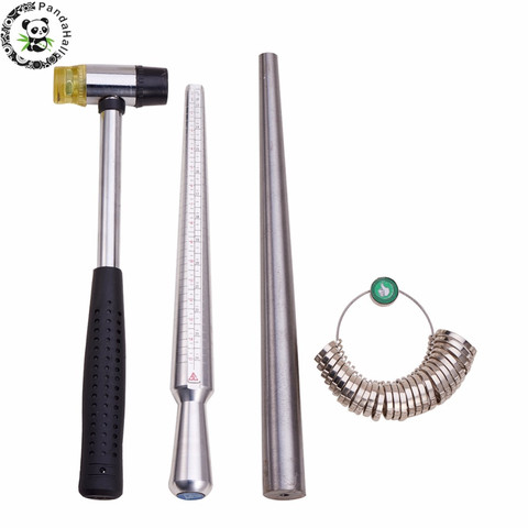 4pcs/Set Ring Enlarger Stick Mandrel Handle Hammers Ring Sizer Finger Measuring Stick Jewelry Tools about 25~28cm/1.1cm F80 ► Photo 1/6