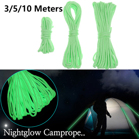 High Quality 3/5/10 Meters Luminous Rope 7Strands Paracord Cords 550LB Camping Equipment Lanyard Ropes Camp Glow Paracords ► Photo 1/6