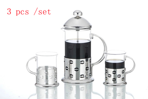 3 pcs/ set Stainless Steel Glass Teapot Cafetiere French Coffee Tea Percolator Filter Press Plunger Manual Coffee Espresso Maker ► Photo 1/1