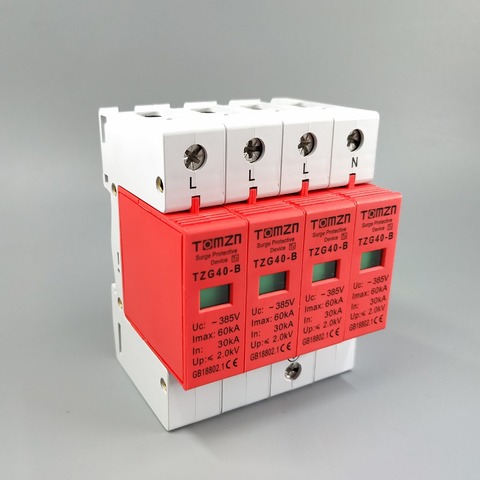 AC SPD 3P+N 30KA~60KA  B ~385VAC House Surge Protector Protective Low-voltage  Arrester Device ► Photo 1/5