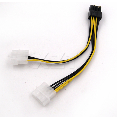 6 inch 2 x Molex 4 pin to 8-Pin PCI Express Video Card Pci-e ATX PSU Power Converter Cable - Molex to Pcie 8 pin (6+2) Adapter ► Photo 1/1