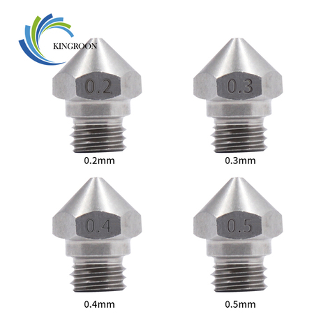 KINGROON 5Pcs MK10 Stainless Steel Nozzle For 3D Printer Parts 0.2 0.3 0.4 0.5 0.6 0.8 1.0mm 1.75mm Filament M7 Thread Nozzles ► Photo 1/6