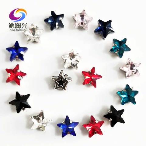 Free shipping 10mm 20pcs/pack five-pointed star shape Superior quality Crystal glass flatback sew on claw rhinestones ► Photo 1/6