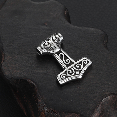 Stainless Steel Viking Thor Hammer Pendant Hole 4mm for Necklace DIY Accessories Findings Jewelry Making Men Charm Supplies ► Photo 1/6