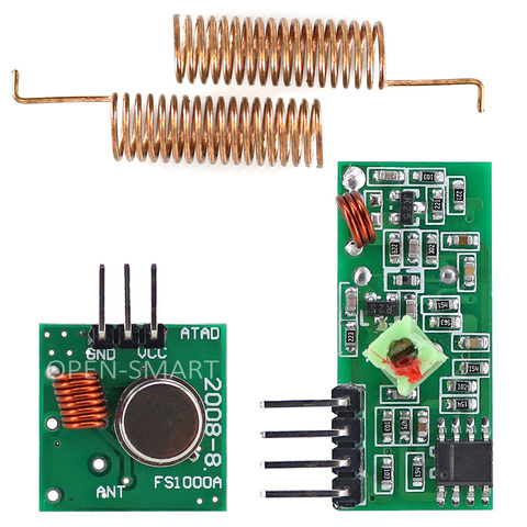 433MHz RF wireless receiver module & 433 MHz transmitter module kit for Arduino + 2PCS RF 433M Hz Spring Antenna ► Photo 1/4