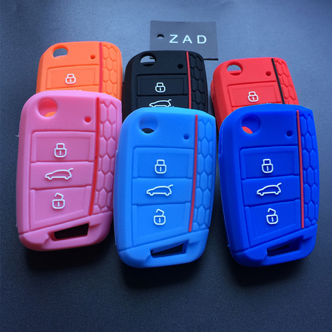 ZAD Silicone Car Key Cover Case shell for VW Volkswagen Golf 7 mk7 Skoda Octavia A7 New Polo Key Bag Auto Accessories Protector ► Photo 1/6