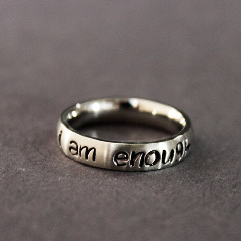Stainless Steel Awareness Ring Suicide Depression Awareness Pause Ring I Am Enough Inspiration Jewelry Strength Gift YLQ0693 ► Photo 1/3