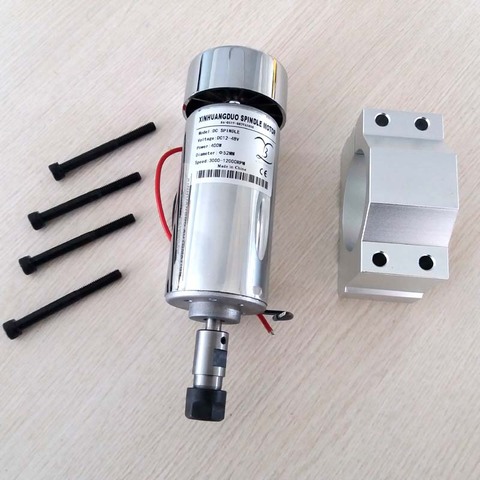 air cooled 400W DC Spindle Motor 0.4KW 12-48V DC ER11 collect + 52mm Mount bracket fixture for PCB CNC Mahine ► Photo 1/3
