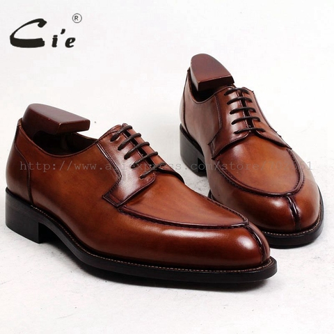 cie Free Shipping Bespoke Custom Handmade Genuine Calf Leather Outsole Breathable Lacing Men's Derby shoe Brown Goodyear No.D143 ► Photo 1/6