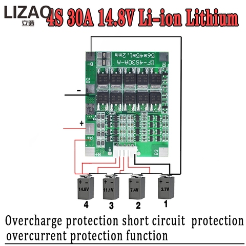 WAVGAT 4S 30A 14.8V Li-ion Lithium 18650 Battery BMS Packs PCB Protection Board Balance Integrated Circuits ► Photo 1/6