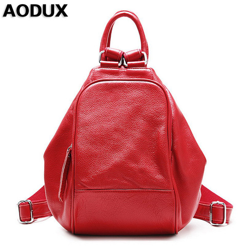 AODUX 100% Genuine Cow Leather Women's Backpack Female Top Layer Cowhide Ladies Bags First Layer Cow Leather Ladies' Backpack ► Photo 1/6