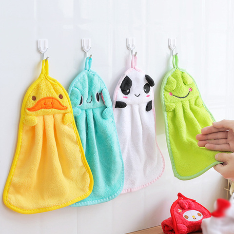 Cute Nursery Hand Towel Soft Plush Fabric Cartoon Animal Coral velvet Wipe Hanging Bathing Towel for Kid ► Photo 1/6