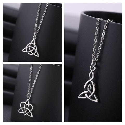 Skyrim Vintage Love Celtics Knot Art Viking Pendant Necklace Sliver Chain Necklace Long Link Chain for Women Man Jewelry Gift ► Photo 1/6