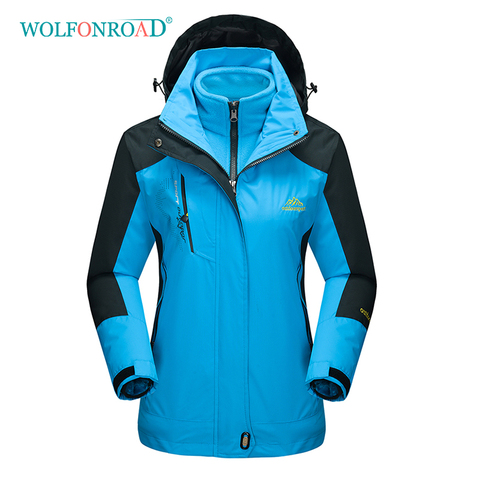 WOLFONROAD 2 in 1 Women Winter 2 pieces Jackets Fleece Warm Waterproof Jacket Hiking Camping Clothing Outdoor Sport Jacket Coats ► Photo 1/6