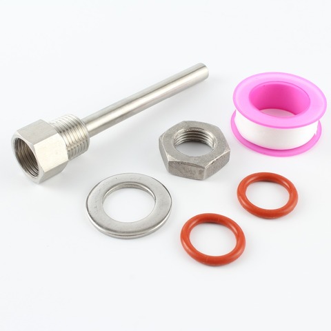 6.5CM TO 15CM  Length Stainless Steel 304 Thermowell Kit With 1/2'' DN15 Lock Nut Homebrew Thermometer Part ► Photo 1/1