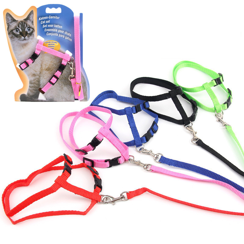 1.2m Cat Harness Nylon Leash Adjustable Cats Traction Harness Belt Kitten Collar 