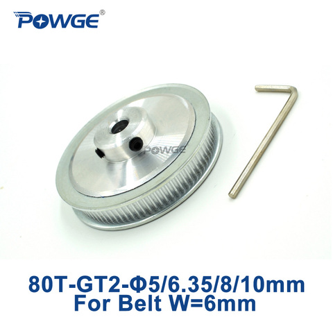 POWGE 1pcs 80 Teeth GT2 Timing Pulley Bore 5mm 6.35mm 8mm 10mm for width 6mm GT2 Timing Belt 2GT pulley 80Teeth 80 tooth 80T ► Photo 1/6