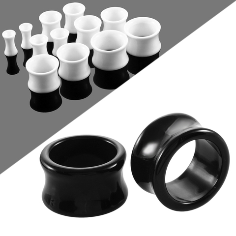 PAIR Acrylic Black&White Hollow Ear Tunnel Plugs Piercing Double Flared Earring Gauges Piercings 3mm-20mm For Unisex Jewelry ► Photo 1/6
