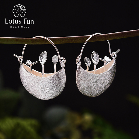 Lotus Fun Real 925 Sterling Silver Natural Creative Handmade Fine Jewelry My Little Garden Dangle Earrings for Women Brincos ► Photo 1/6