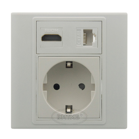 HDMI, RJ45 EU AC power wall plate and support DIY ► Photo 1/3