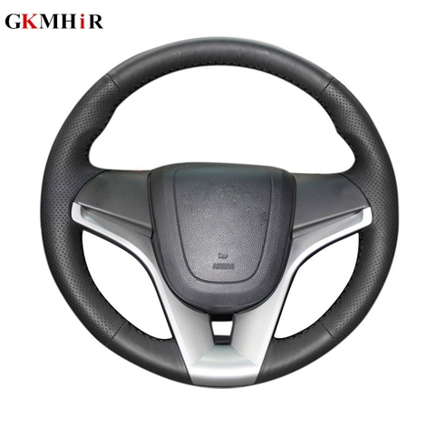 Black Artificial Leather Car Steering Wheel Cover for Chevrolet Cruze Aveo Special hand-stitched Steering Covers ► Photo 1/6