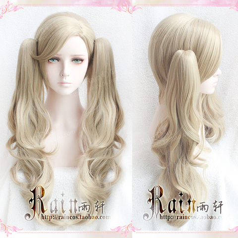 P5 Persona 5 Anne Takamaki Long Curly Linen Cos Hair With 2 Clips On Ponytails Heat Resistant Cosplay Costume Wig ► Photo 1/4
