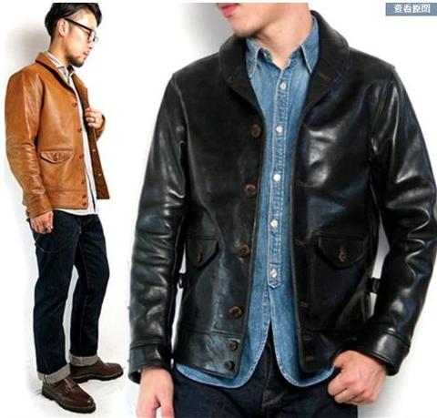 Free shipping.Brand classis Cossack horsehide coat,man genuine leather Jacket,quality men's slim japan style leather clothes ► Photo 1/5